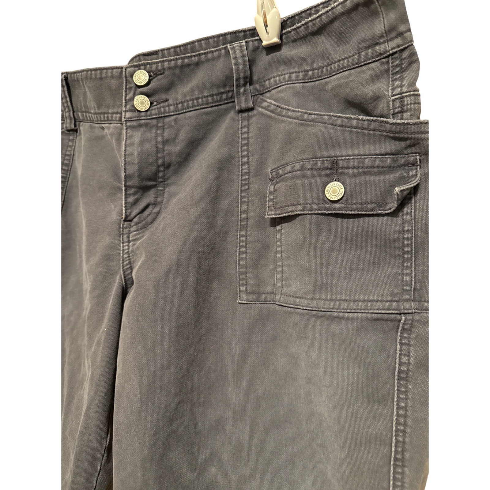 American Eagle Outfitters Cargo Pants Women Sz 14 Gray Relaxed Fit Bootcut